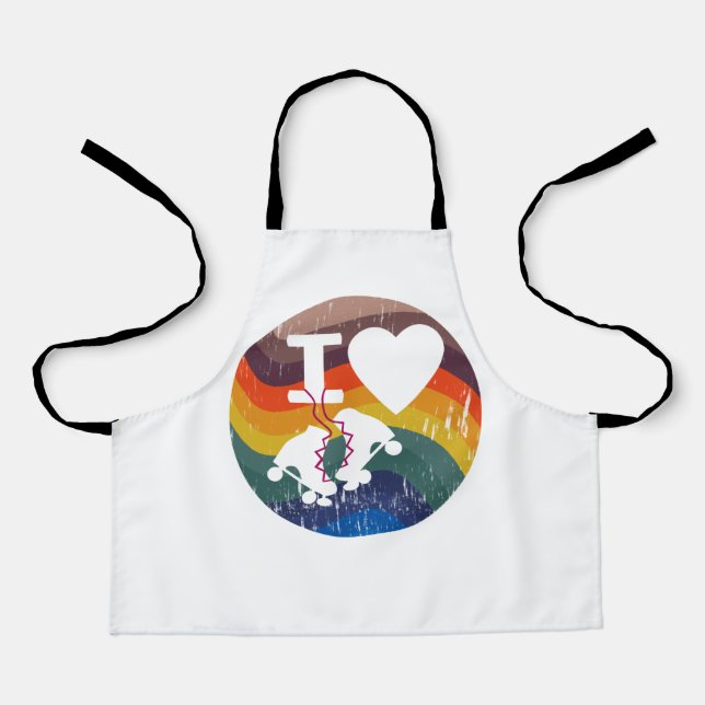 Delantal Retro Me Encanta El Patinaje Patinado (Anverso)