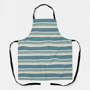 Delantal Retro Medio siglo Stripes Océano Verde