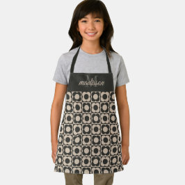 Delantal Retro modern -Flower Checkerboard - neutral taupe