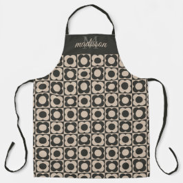 Delantal Retro modern -Flower Checkerboard - neutral taupe