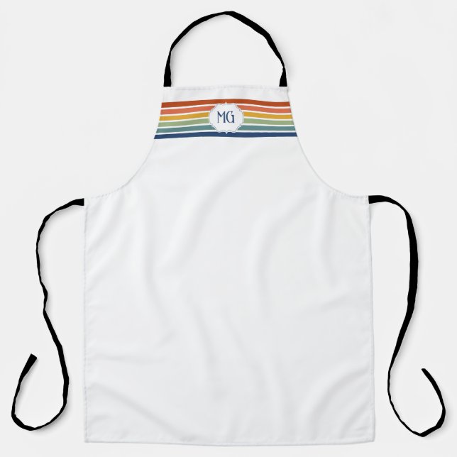 Delantal Retro Monogrammed Minimalist Stripes (Anverso)