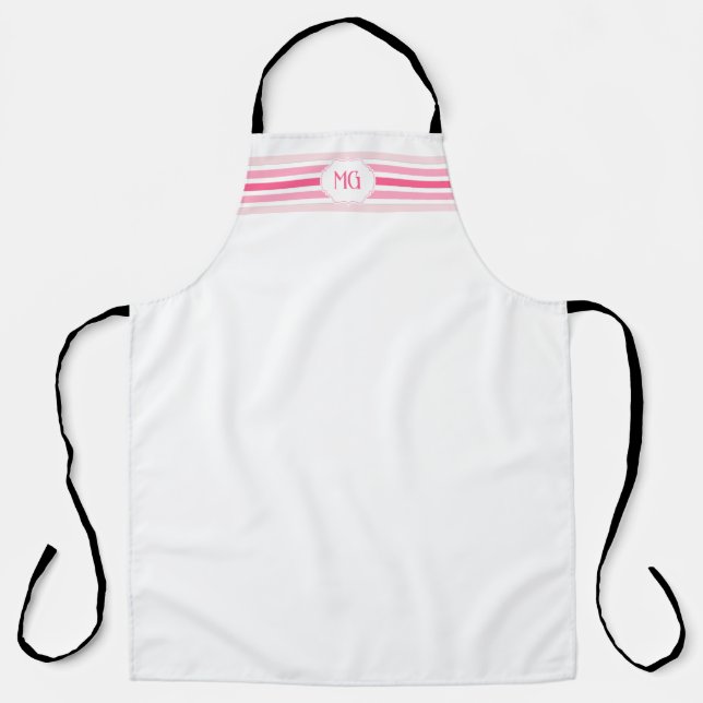 Delantal Retro Monogrammed Minimalist Stripes (Anverso)