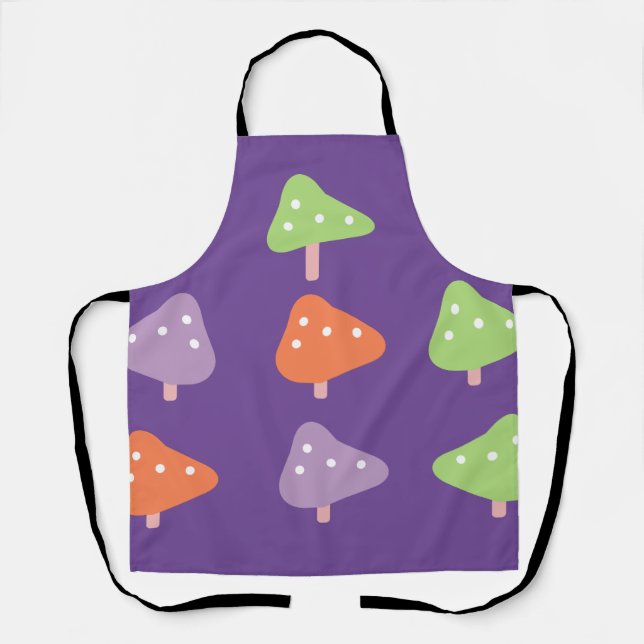 Delantal Retro Mushroom Colorful Pattern (Anverso)