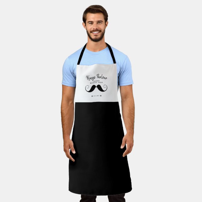Delantal Retro Mustache - Barber Shop Apron Adulto (Gastado)