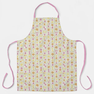 Delantal Retro Parche Floral Crema Grande