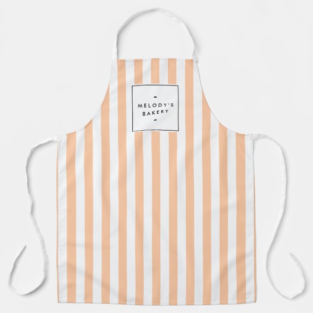 Delantal Retro Peach Candy Stripes Apron (Anverso)