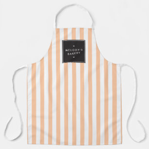Delantal Retro Peach y White Stripes Apron
