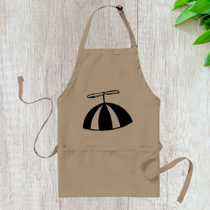 Delantal Retro Propeller Beanie Whimsical Negro y Blanco