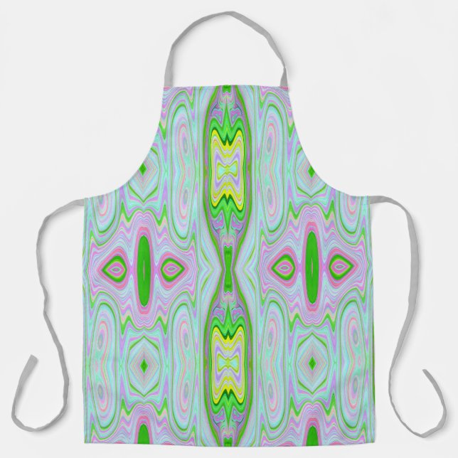 Delantal Retro Resumen Rosa, Lime Green y Aqua Pattern (Anverso)