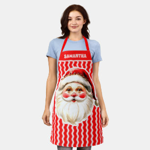 Delantal Retro Rojo Santa Claus Navidades de Ric Rojo Apron