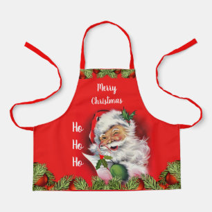 Delantal Retro Santa Claus Niños Navidad Rojo