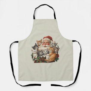Delantal Retro Santa Claus y gatitos Navidad Invierno 90s