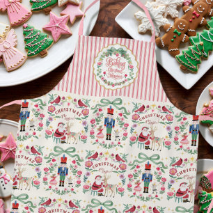Delantal Retro Santa Navidad Magia Acuarela Cascanueces