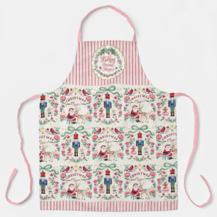Delantal Retro Santa Navidad Magia Acuarela Cascanueces