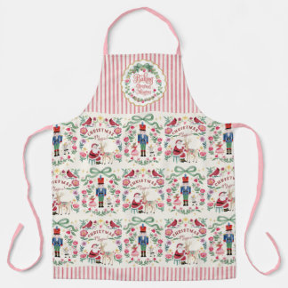 Delantal Retro Santa Navidad Magia Acuarela Cascanueces