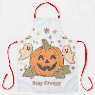 Delantal Retro Stay Creepy Pumpkin & Cute Ghosts Halloween