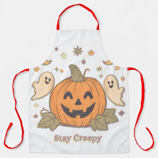 Delantal Retro Stay Creepy Pumpkin & Cute Ghosts Halloween