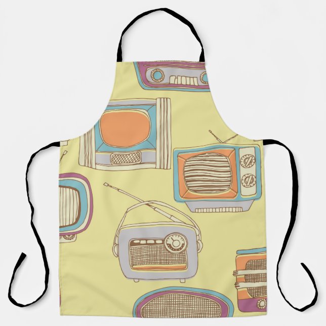 Delantal retro tv and radio. seamless pattern (Anverso)