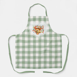 Delantal Retro Vintage Coquette Baby Animals Deer Gingham