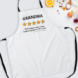 Delantal Revisión divertida | Mejor Abuela Cook<br><div class="desc">Un delantal único y personalizado con el título "GRANDMA",  con 5 de 5 estrellas de oro,  una excelente reseña que dice "el mejor cocinero del mundo,  siempre estaciones con amor",  y los nombres de los niños. El título se puede cambiar a abuelo,  mamá,  papá o cualquier otro pariente.</div>