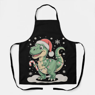 Delantal Rex de Navidad T Dinosaurio Gorro de Santa Xmas Fi
