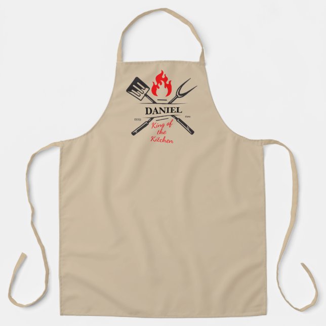 Delantal Rey de la Cocina Personalizable Caliéntate Caqui-M (Anverso)