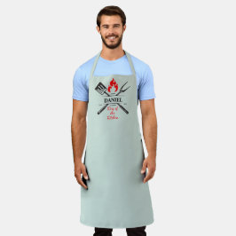 Delantal Rey de la Cocina Personalizable Verde Eucalipto