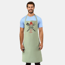 Delantal Rey de la Cocina Personalizable Verde Suave Salvia