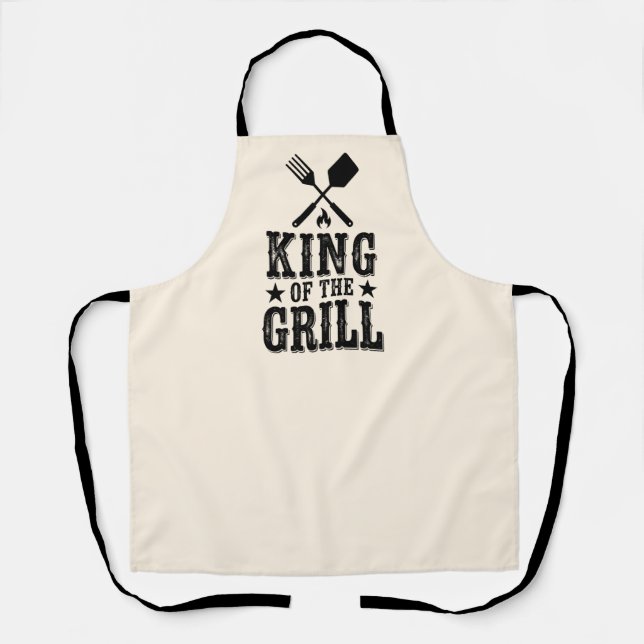 Delantal Rey de la Parrilla Personalizado Maestro de BBQ (Anverso)