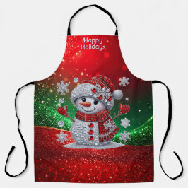 Delantal Rhinestones Snowman Holiday Apron