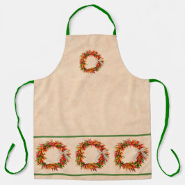 Delantal Ristra Wreath del suroeste de Chile en Adobe Wall