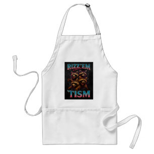 Delantal Rizz Em con el meme de Tism Autismo Mapache Divert