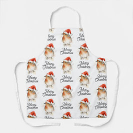 Delantal Robin Redmama Festive Wildlife Feliz Navidad