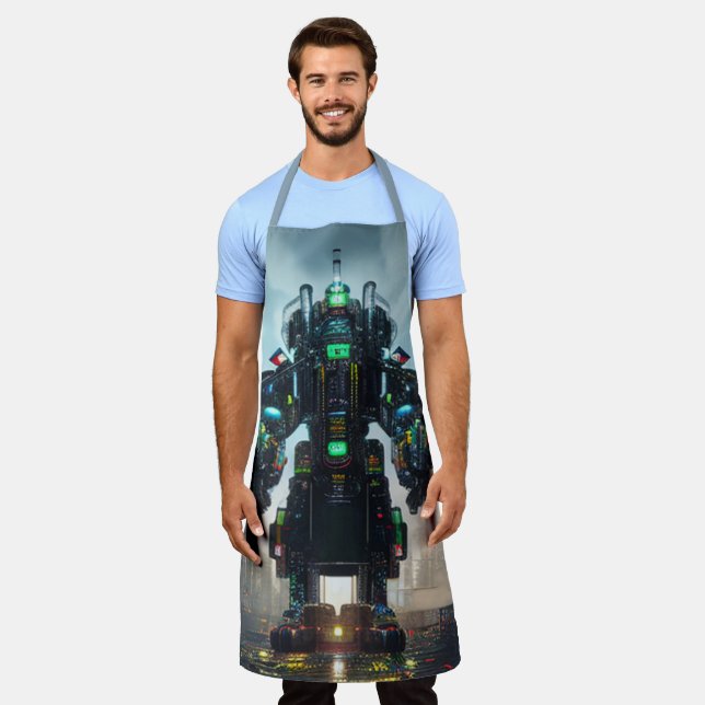 Delantal Robot 4 patrón del chef (Gastado)