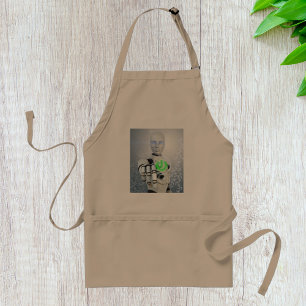 Delantal Robot Pushing Power Button Sci-Fi Apron