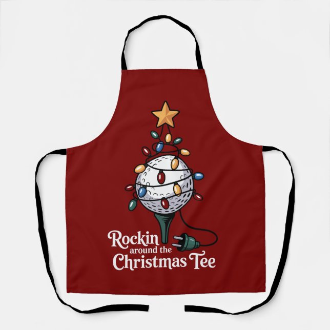 Delantal Rockin Around The Christmas Tee Funny Golf Xmas (Anverso)
