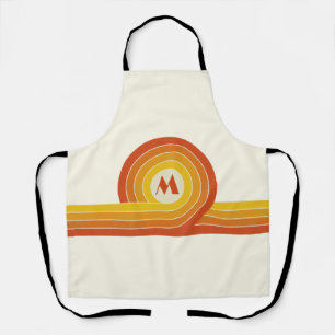 Delantal Rodamientos y líneas de estilo retro amarillo y na