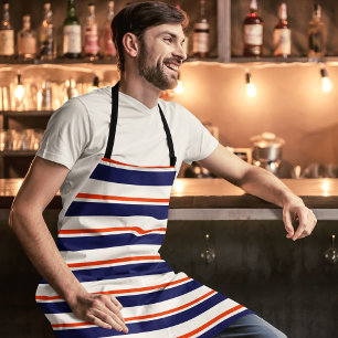 Delantal Rojo con franjas azules