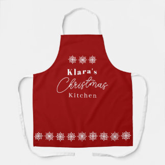 Delantal Rojo de Cocina Nombre Navideño Festivo Co