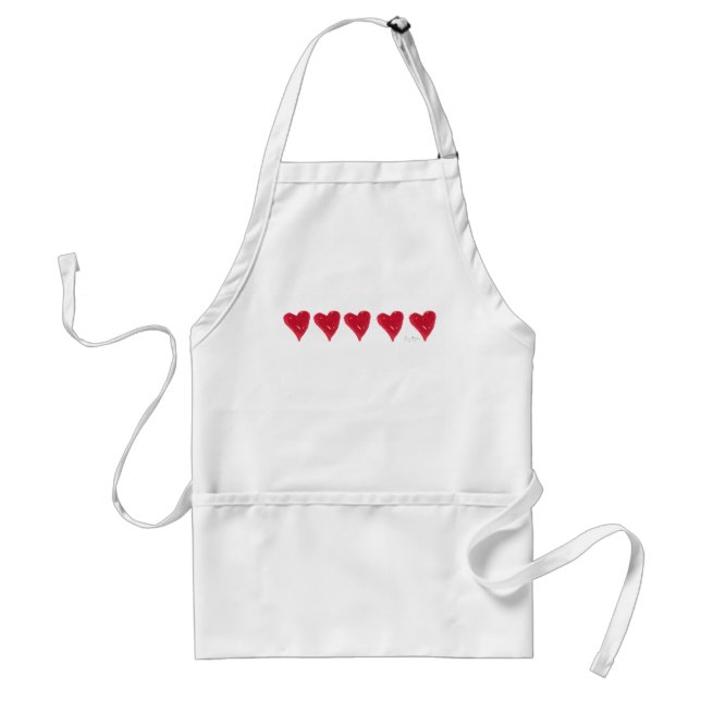 Delantal rojo de los corazones (Frente)