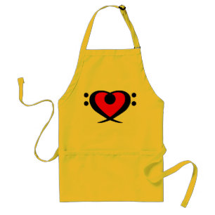 Delantal rojo del corazón del Clef bajo