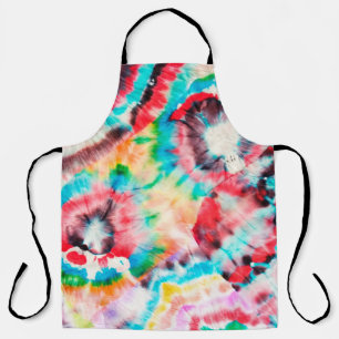 Delantal Rojo duro Grunge. Patrón Shibori. Cepillo dorado