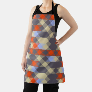 Delantal rojo naranja púrpura azul y amarillo geométrico