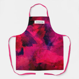 Delantal Rojo oscuro y morado abstracto moderno y atrevido