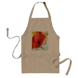 Delantal Rojo Poppies acuarela arte floral moderno
