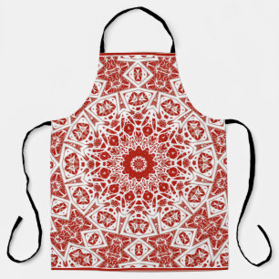Delantal rojo y blanco, bandana étnica
