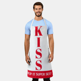 Delantal rojo y blanco lo mantienen super sexy KISS