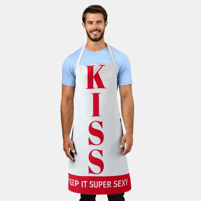 Delantal rojo y blanco lo mantienen super sexy KISS (Gastado)