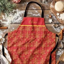 Delantal Rojo y oro personalizado