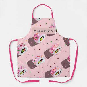 Delantal Rollo de Sushi Rosa Juguetón Personalizado